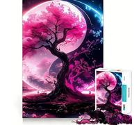 Puzzle 1000 pièces Fleurs de Cerisier Yin Yang Jointure Lisse Jeu de réflexion Amusant Jeu Occasionnel Décoration Artistique de Noël (50x75cm)