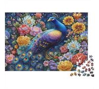 Puzzle 1000 pièces Fleurs de Paon | Design Artistique | Découpe précise | Pièces assemblées | Couleurs Vives | Œuvre détaillée | pour Adultes | 70x50cm
