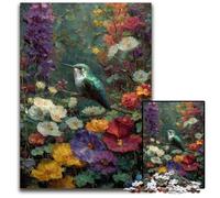 Puzzle 1000 pièces Fleurs et Oiseaux en Bois, Casse-tête Stimulant pour Adolescents, soirée de Jeux en Famille Amusante 50x75cm