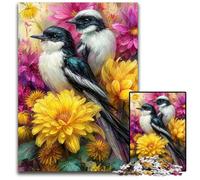 Puzzle 1000 pièces Fleurs et Oiseaux en Carton, Casse-tête Stimulant pour Adolescents, soirée de Jeux en Famille Amusante 26x38cm
