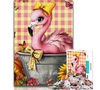 Puzzle 1000 pièces Fleurs Flamant Rose pour Adultes et Adolescents, Jeu de Quiz, décoration Murale, Cadeaux d'anniversaire et de Noël Uniques 50x75cm