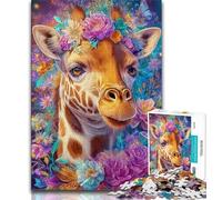 Puzzle 1000 pièces Fleurs Girafe pour Adultes et Adolescents, Jouet éducatif et éducatif, idéal comme Cadeau pour Toute la Famille 50x75cm