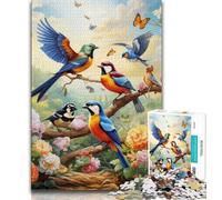 Puzzle 1000 pièces Fleurs Oiseaux, Jeu éducatif, Jouet, décoration Murale, Cadeaux d'anniversaire et de Noël Uniques 38x26cm