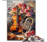 Puzzle 1000 pièces Fleurs Violon pour Adultes et Adolescents, Jeux Amusants Chaque pièce est Unique - Jeu Familial Stimulant 26x38cm