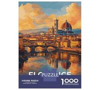 Puzzle 1000 Pièces Florence Cityscape with Ponte Vecchio Puzzle pour Adolescents Améliore La Mémoire Entraîne Ton Cerveau Et Tes Mains Jouet Addictif pour Cultiver La Patience 70x50cm/1000pcs