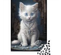 Puzzle 1000 pièces Fluffy White Kitten 07 pour adultes et adolescents, puzzles en papier, puzzles durables pour adultes | Jeux 1000 pièces (38x26 cm)