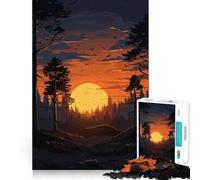 Puzzle 1000 pièces Forêt au Coucher du Soleil Cadeau pour Adultes Jeu de logique Fine Loisirs Doux Bords Nets Joli Cadeau 38x26cm