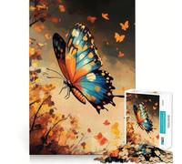Puzzle 1000 pièces Forêt d'automne Papillon Décoration Murale de Noël Jeu de réflexion Jeu d'adresse et de détente (50x75cm)