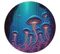 Puzzle 1000 pièces, Forêt de Champignons psychédéliques, Rond, pour Adultes, décoration d'intérieur, idéal pour Noël et Le Nouvel an, 1000 pièces (67,5x67,5cm)