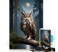 Puzzle 1000 pièces Forêt de Hiboux et Lune pour Adolescents Jeu de logique et de développement de la motricité Fine Découpe précise Cadeau Exceptionnel (50x75cm)