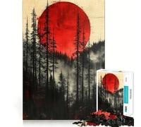 Puzzle 1000 pièces Forêt de la Lune Rouge pour Adultes Jeu d'exercice Mental Découpe de précision Cadeau élégant (38x26cm)