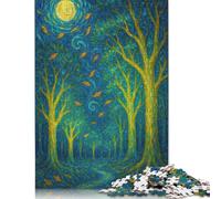Puzzle 1000 pièces Forêt enchantée sous Un Ciel tourbillonnant pour Adultes Puzzle Cadeau d'halloween Puzzles pour Adultes pour Le Plaisir en Famille et Les soirées de Jeux (38x26cm)