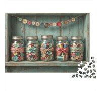 Puzzle 1000 pièces Fournitures Couture Boutons Pots, Carton épais, décompression, déco Murale, 38x26cm