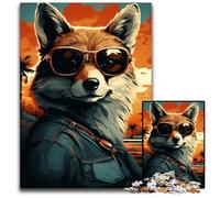 Puzzle 1000 pièces Fox Boss avec Lunettes de Soleil pour Adultes idéal pour Les Amoureux pour Noël Le Nouvel an ou la Saint-Valentin 1000 pièces (38 x 26 cm)