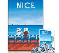 Puzzle 1000 pièces France Nice Paysage Urbain, Anti-Stress, défi Difficile, Chaque pièce est Unique - Jeu Familial Stimulant (38x26cm)