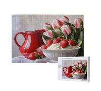 Puzzle 1000 Pieces Fruit Grand Puzzle Classiques en Bois pour Adultes, Jeux Amusants/Colorés/Impossible/Difficiles, Cadeau d'anniversaire de Festivals pour la Famille Amis Cadeaux, Tulipe M-1036