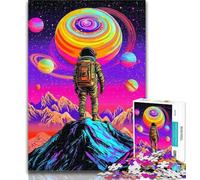 Puzzle 1000 pièces Fumée psychédélique Astronaute Puzzles 1000 pièces pour Adultes Cadeaux, Soulagement du Stress Défi Difficile Améliorer l'amour Entre Les Couples 50x75cm
