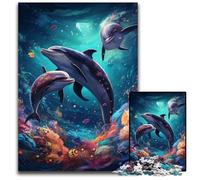 Puzzle 1000 pièces Galaxy Dolphin pour Adultes, décoration DIY, défi cérébral, pour Adultes, Famille, Cadeau de Vacances 50x75cm/19,68x29,52 Pouces