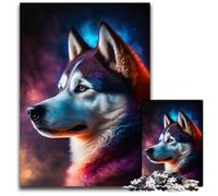 Puzzle 1000 pièces Galaxy Husky pour Adultes, Jeu interactif Familial, Cadeau Artisanal avec Illustrations colorées 50x75cm/19,68x29,52 Pouces