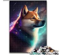 Puzzle 1000 pièces Galaxy Shiba Inu en Bois, idée Cadeau Unique de décoration d'intérieur à Faire soi-même 50x75cm, Stimulant et divertissant, activité familiale