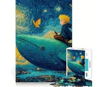 Puzzle 1000 pièces Garçon chevauchant Une Baleine au-Dessus de la Ville,Van Gogh Fine Edge Craft Activité intellectuelle Intelligente Jeu Relaxant Cadeau Amusant de Noël (38x26cm)