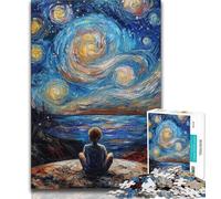 Puzzle 1000 pièces Garçon sous Les étoiles pour Adultes, Difficile à réaliser, mais Amusant et Humoristique, décoration d'intérieur et Cadeaux Uniques (38x26cm)