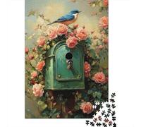 Puzzle 1000 Pièces Garden Birdhouse with Roses Puzzles pour Adultes, Jouets Anti-Stress, Cadeaux pour Femmes, Cadeaux d'anniversaire Uniques 52x38cm/1000pcs