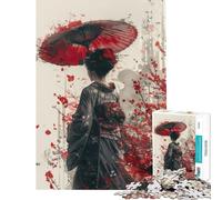 Puzzle 1000 pièces Geisha avec Parapluie Activités Amusantes à la Maison Défi Difficile Jeu Impossible pour Les 14 Ans et Plus (38x26cm)