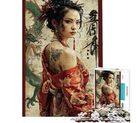Puzzle 1000 pièces Geisha Dragon rétro pour Adultes Défi Difficile Stimule Le Cerveau Idée Cadeau Noël/Anniversaire (38x26cm)