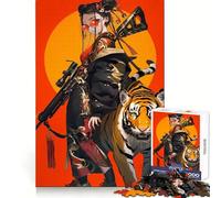 Puzzle 1000 pièces Geisha Gardienne du Tigre pour Adolescents Jeu Intelligent pour Partager des Moments de complicité Découpe précise Pièce de Collection Artistique 38x26cm