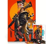Puzzle 1000 pièces Geisha Gardienne du Tigre pour Adolescents Jeu Intelligent pour Partager des Moments de complicité Découpe précise Pièce de Collection Artistique 38x26cm