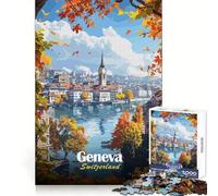 Puzzle 1000 pièces Genève,Suisse Vue d'automne Jeu de réflexion créatif et Relaxant Scène de Noël (50x75cm)