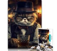 Puzzle 1000 pièces Gentleman Grumpy Cat Puzzles 1000 pièces pour Adultes Cadeaux Jouets éducatifs et éducatifs Décoration d'intérieur Unique et Cadeaux (26x38cm)