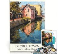 Puzzle 1000 pièces Georgetown Prince Edward Island | Liste de souhaits difficile avec le Père Noël vacances anti-stress à la maison pour tuer le temps 38x52cm