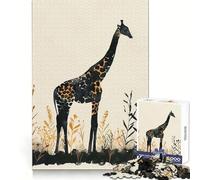 Puzzle 1000 pièces Girafe Aquarelle dans Les Hautes Herbes Idéal pour Adolescents Activité ludique et relaxante Bords précis Cadeau attentionné (38x26cm)