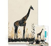 Puzzle 1000 pièces Girafe Aquarelle dans Les Hautes Herbes Jeu de réflexion Assemblage Stable Pièces Qui ne bougent Pas Passe-Temps agréable pour Les Longs Week-Ends (50x75cm)
