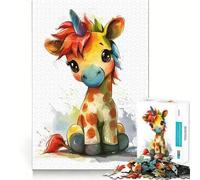 Puzzle 1000 pièces Girafe Arc-en-Ciel Licorne pour Adolescents Stimule la mémoire Loisirs et détente Bords Lisses Liste de souhaits du Père Noël (38x26cm)