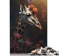 Puzzle 1000 pièces Girafe Art Contemporain Carrés Puzzles pour Adultes et Puzzles en Bois Décoration de la Maison Puzzle Jouets 1000 Pièces (75x50cm)
