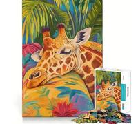 Puzzle 1000 pièces Girafe endormie dans Un Paradis Tropical pour Adolescents, Jouet Intelligent et ludique, Cadeau de Noël idéal 38x52cm