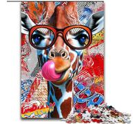 Puzzle 1000 pièces Girafe Graffiti Puzzles pour Adultes 1000 pièces Soirée de Jeux en Famille, Décoration intérieure et Cadeau d'entraînement cérébral (Taille 26x38cm)