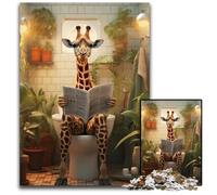 Puzzle 1000 pièces Girafe lisant Un Journal, Puzzle pour Adultes, Adolescents et familles, décoration DIY Parfaite et défi cérébral 26x38cm/10,23x14,96 Pouces
