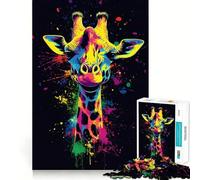 Puzzle 1000 pièces Girafe Néon pour Adultes Renforce la mémoire, détente, qualité supérieure, Cadeau d'anniversaire (38x52cm)