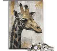 Puzzle 1000 pièces Girafe Noire et dorée pour Adultes, Cadeau, Collection de Jeux intellectuels, Beaux-Arts (50x75cm)
