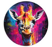 Puzzle 1000 pièces Girafe, Rond, en Papier, Jouet, Cadeau, éducatif, intellectuel, décompressant, Amusant, Jeu Familial (Taille 67,5 x 67,5 cm)