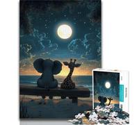 Puzzle 1000 pièces Girafes et Éléphants Puzzle 1000 pièces pour Adultes Cadeaux Jouets éducatifs décoration d'intérieur Unique et Cadeaux (26x38cm)