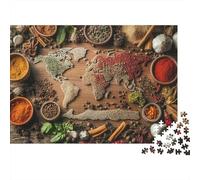 Puzzle 1000 pièces GlobalSpiceCollection - Carte du Monde des épices - Nature Morte - Jeu éducatif pour Adultes - Décoration élégante -Idéal - Cadeau d'anniversaire - 52 x 38 cm
