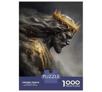 Puzzle 1000 Pièces Golden Crowned Jesus Bowing Down Puzzle Adulte, Casse-tête, Découpe De Précision, Cadeau Unique pour Anniversaire Et Noël 52x38cm/1000pcs