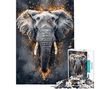 Puzzle 1000 pièces Golden Echo Elephant Majesty pour Adolescents Jeu addictif pour cultiver la Patience Défi Stimulant Cadeau d'anniversaire (Taille 75x50cm)