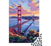 Puzzle 1000 Pièces Golden Gate Bridge Art Print-5 Puzzle Adulte, Casse-tête, Découpe De Précision, Cadeau Unique pour Anniversaire Et Noël 38x26cm/1000pcs