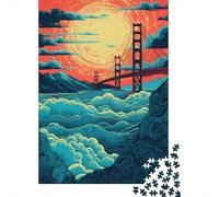 Puzzle 1000 Pièces Golden Gate Bridge Sunset-2 Puzzle Adulte, Casse-tête, Découpe De Précision, Cadeau Unique pour Anniversaire Et Noël 52x38cm/1000pcs